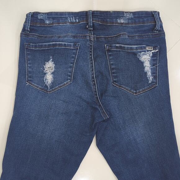 Tractr Blu Distressed Skinny Jeans Women's 26x28 Dark Wash Stretch Rew Edge Hem - Picture 5 of 8